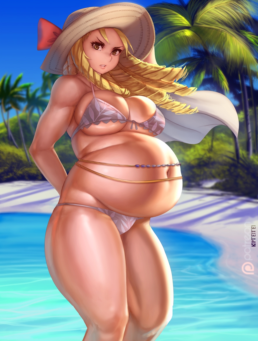 bbw belly_overhang big_belly big_female blonde_hair blush chubby chubby_female embarrassed fat fat_ass fat_female fat_fetish fat_girl fat_woman fatty karin_kanzuki kipteitei large_female obese obese_female overweight overweight_female pig plump pork_chop pudgy_belly street_fighter street_fighter_alpha_3 swimsuit thick_thighs tubby weight_gain