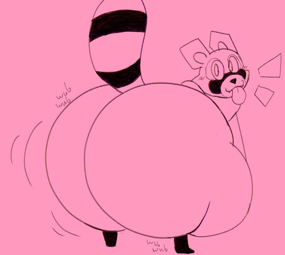 1boy, 2d, 2d (artwork), ass, ass focus, big ass, big butt, blep, blush, blush lines, blushing at viewer, bubble ass, bubble butt, crouching, digital drawing (artwork), digital media (artwork), english, english text, femboy, freedoomfrot, furry, furry only, girly, huge ass, huge butt, indigo park, looking at viewer, looking back, male, male focus, male only, monochrome, motion lines, onomatopoeia, pink background, pointy ears, presenting, presenting hindquarters, raccoon, raccoon tail, rambley (indigo park), scarf, side view, simple background, sketch, smile, smiling, smiling at viewer, sound effects, text, thick ass, thick thighs, tongue, tongue out, twerking, video game, video game character