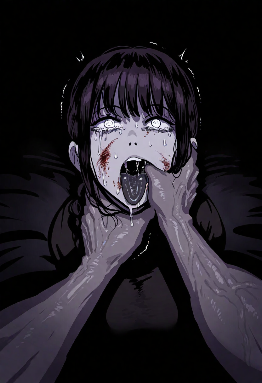 1girls abuse ai_generated asphyxiation blood bruise bruised chainsaw_man choking crying crying_with_eyes_open female finger_in_another's_mouth finger_in_mouth finger_to_mouth gloopai grabbing_neck injury makima_(chainsaw_man) nai_diffusion neck_grab open_mouth ryona strangling tear tearing_up tears tongue tongue_out