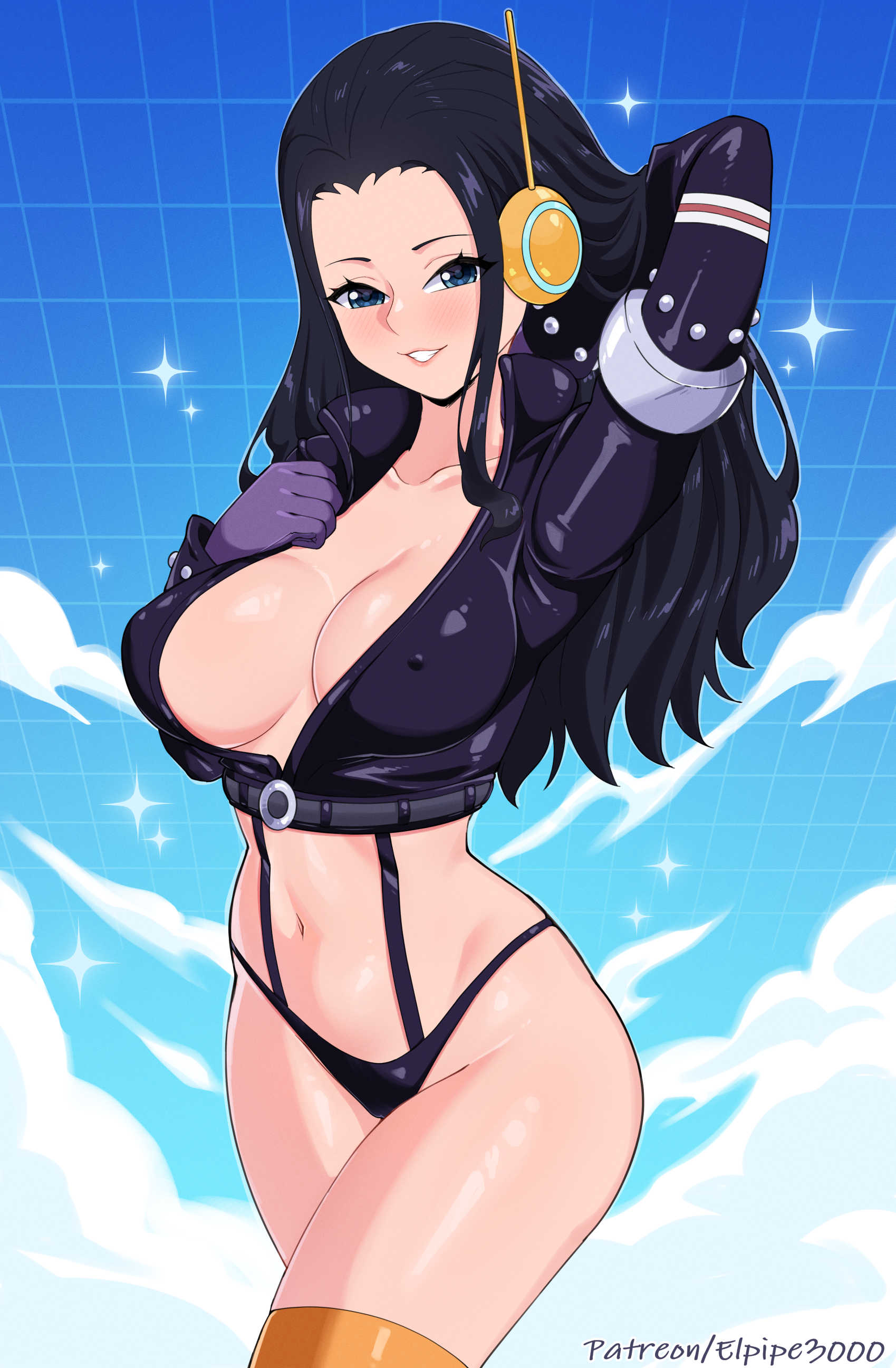 1girls breasts cleavage elpipe3000 female female_only high_resolution large_breasts looking_at_viewer nico_robin nico_robin_(egghead) one_piece one_piece:_egghead_arc solo thighhighs thighs very_high_resolution