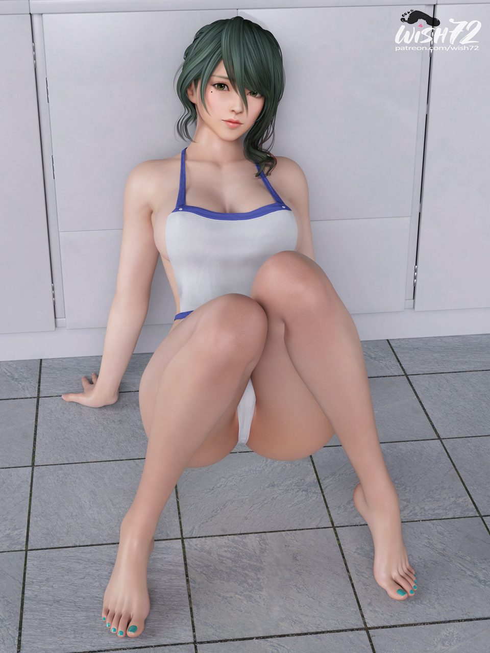 1girls 3d barefoot breasts curvaceous curvy_figure dead_or_alive dead_or_alive_6 dead_or_alive_xtreme_venus_vacation feet female foot_fetish full_body green_eyes green_hair hips light-skinned_female light_skin solo solo_female tamaki_(doa) thin_waist toes waist wish72