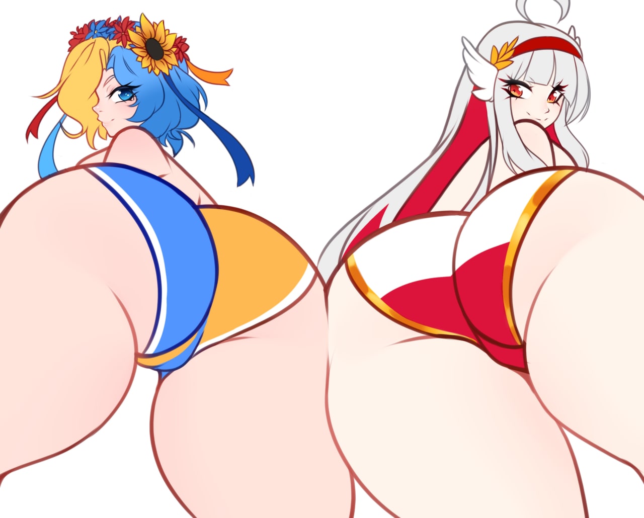 big_ass eastern_european female national_personification poland polish polish_flag slavic ukraine ukrainian ukrainian_chan ukrainian_flag_bikini ukrainian_girl