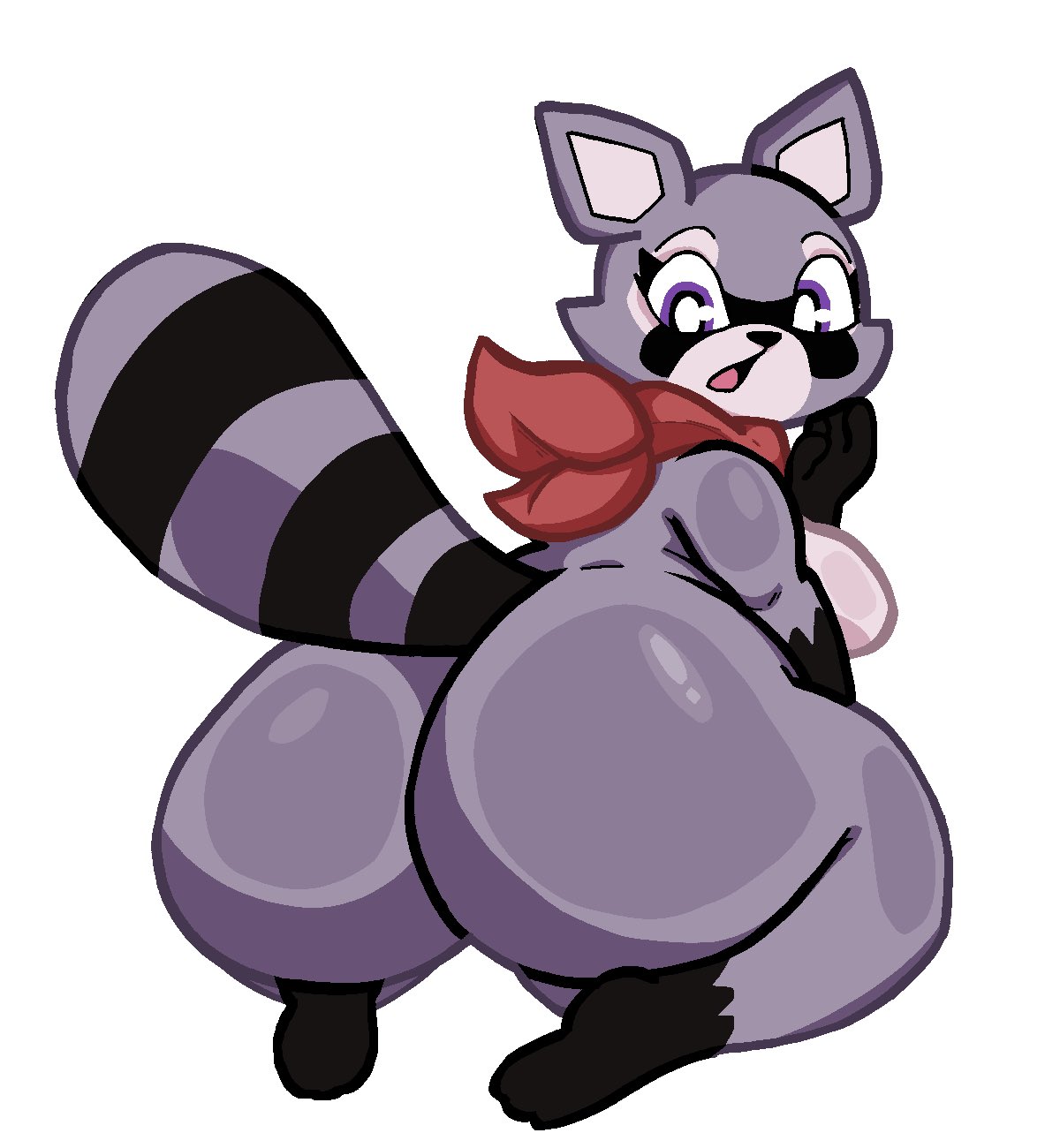 2d, 2d (artwork), ass, big ass, female, female only, furry, genderswap, indigo park, lewdewott, purple fur, raccoon, raccoon girl, rambley (indigo park), rule 63