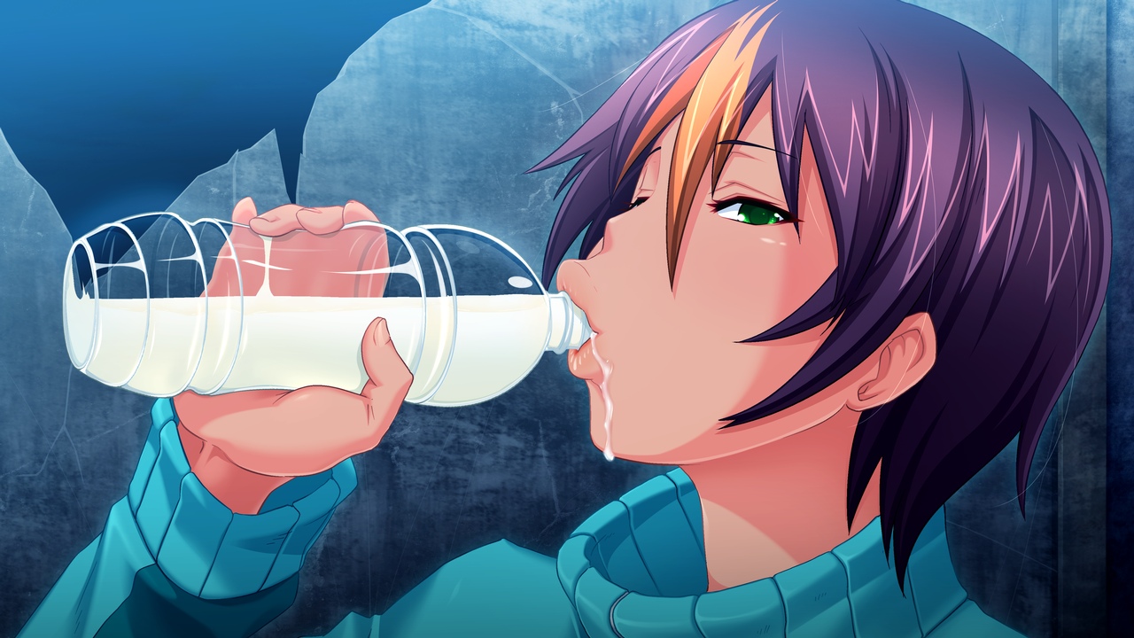 butcha-u, cum, cum drinking, cum in container, dark skin, drinking, eroquis, female, gokkun, green eyes, jutaijima, lips, turtleneck