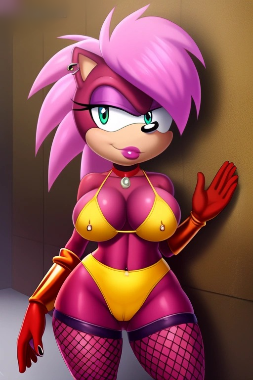 ai_generated ass breasts hips magenta_body oiled pink_hair seductive sonia_the_hedgehog sonic_(series) sonic_underground tagme thighs