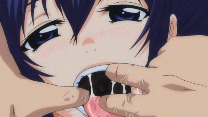 1boy1girl animated blue_eyes blue_hair blush censored female finger futaba_(shoujo_x_shoujo_x_shoujo) licking male nude saliva shoujo_x_shoujo_x_shoujo tenjou_kengo tongue tongue_out
