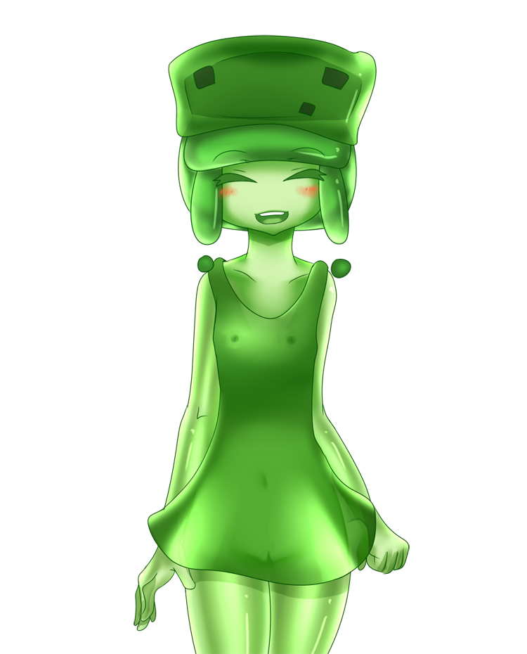 accurate_art_style at2. minecraft mob_talker personification slime slime_(at2.) slime_(minecraft) slime_girl tagme