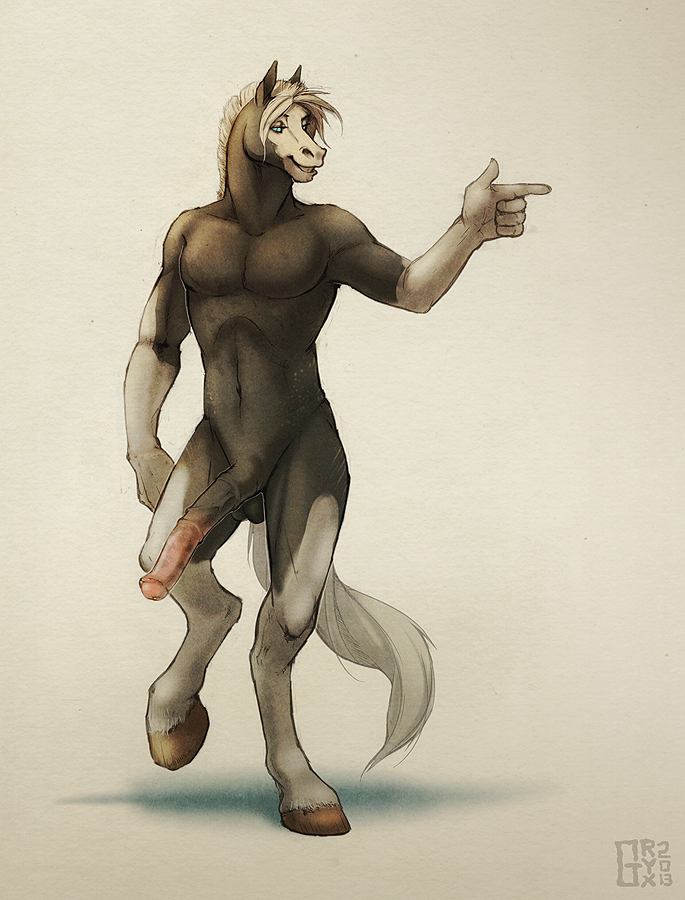 anthro balls big_penis equine erection flared_penis furry gryx hair hooves horse horsecock male male_only no_humans nude penis simple_background smile solo standing vein