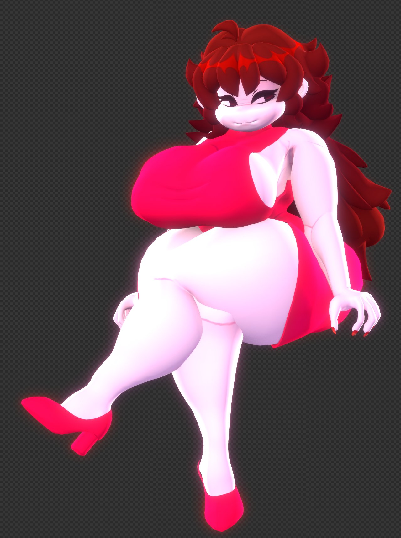 1girls, 3d, auburn hair, breasts, female, friday night funkin, girlfriend (friday night funkin), nonehub, solo