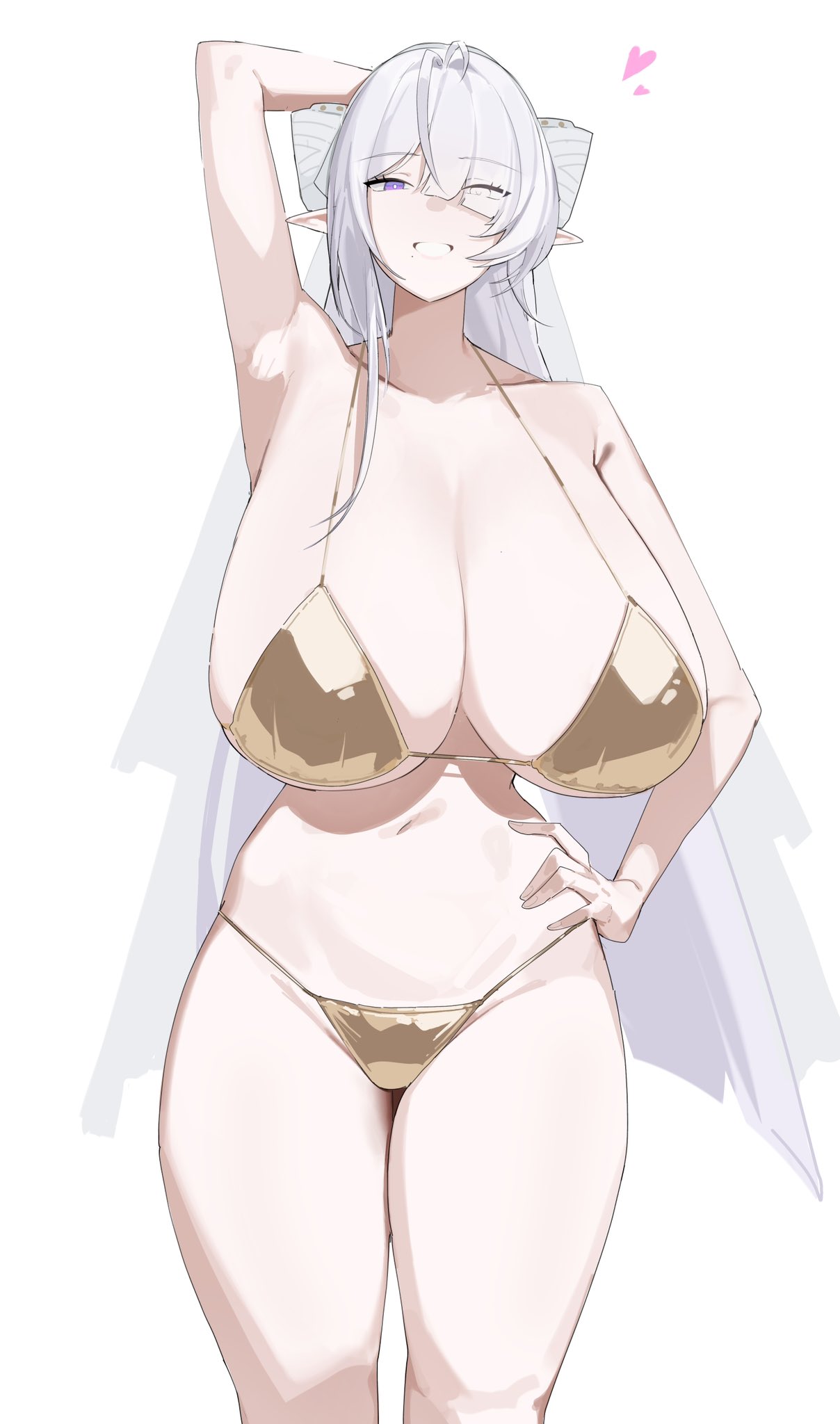 1girls, bikini, breasts, female, female focus, female only, huge breasts, large breasts, light skin, light-skinned female, liv eclipse, solo, swimsuit, thick thighs, thighs, velina (zenless zone zero), velina airgid, wide hips, zenless zone zero