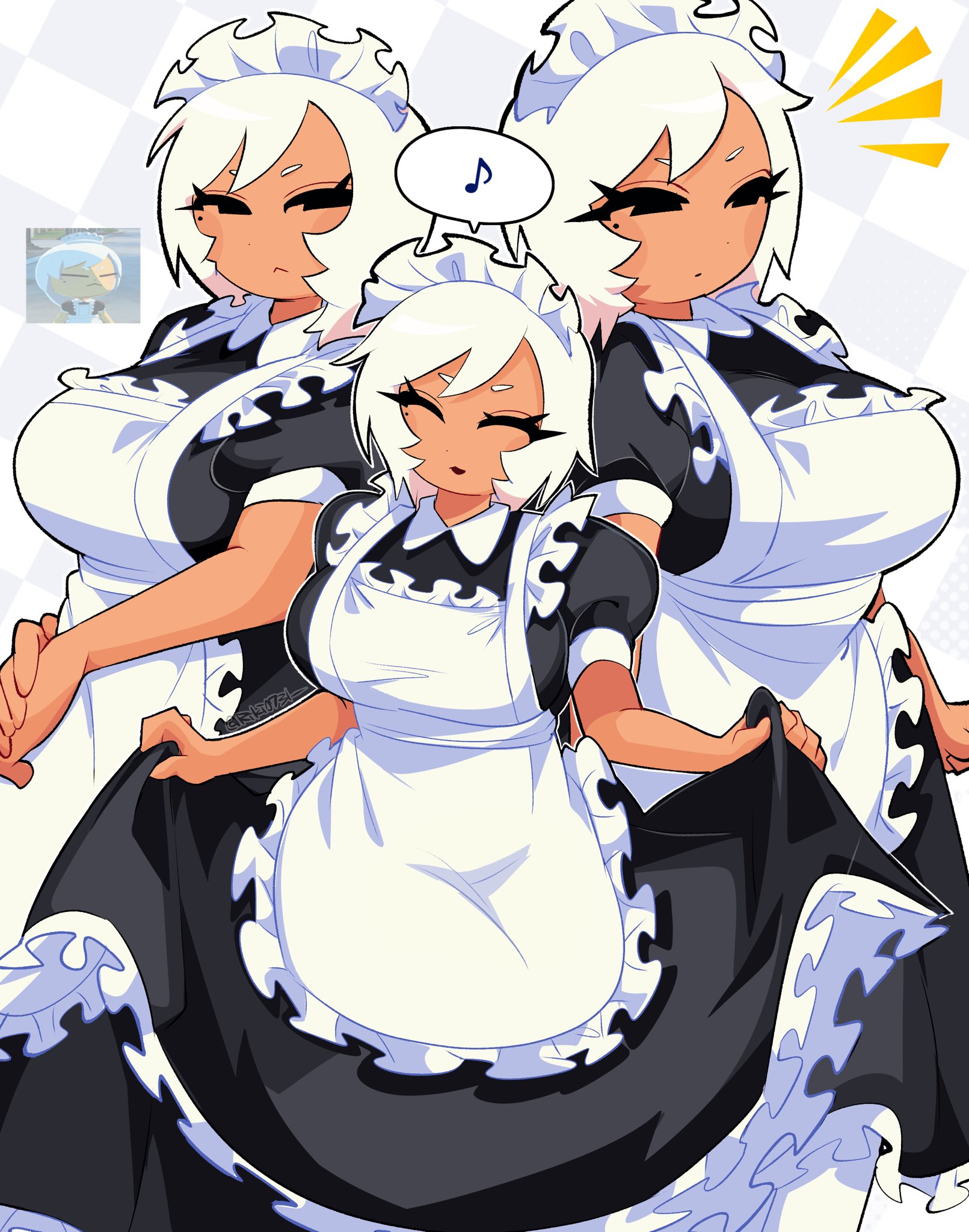 1girls, 2026, female, female only, komugi (riki0731), maid, maid apron, maid headdress, maid outfit, mii, nintendo, oc, original character, riki0731, tagme, tomodachi life, tomodachi life: living the dream