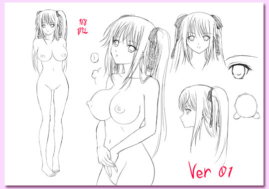 breasts concept_art drawn kyonyuu_majo large_breasts nipples nude tenma_cecile waffle