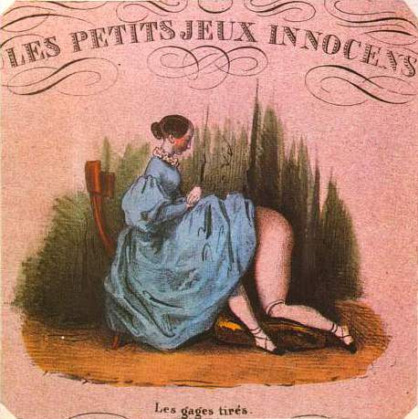 1girls achille_deveria antique blue_dress brown_hair fine_art french_text small_image straight_hair translated under_skirt