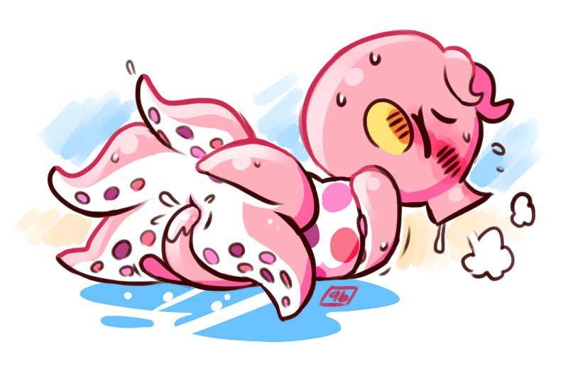 animal_crossing blush clothed cubeychou marina_(animal_crossing) masturbation nintendo octopus pink_skin pussy tagme