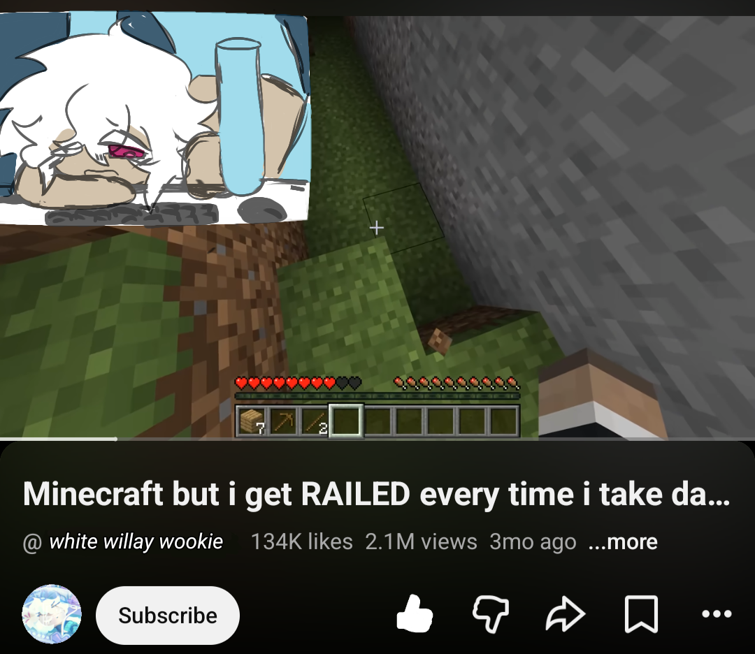 1boy, 1boy1girl, 1girl, 1girl1boy, blue body, cookie run, cookie run kingdom, desk sex, fake screenshot, female, male, male/female, meme, minecraft, moaning, red eyes, shadow milk cookie, tan body, white hair, white lily cookie, youtube, youtube video