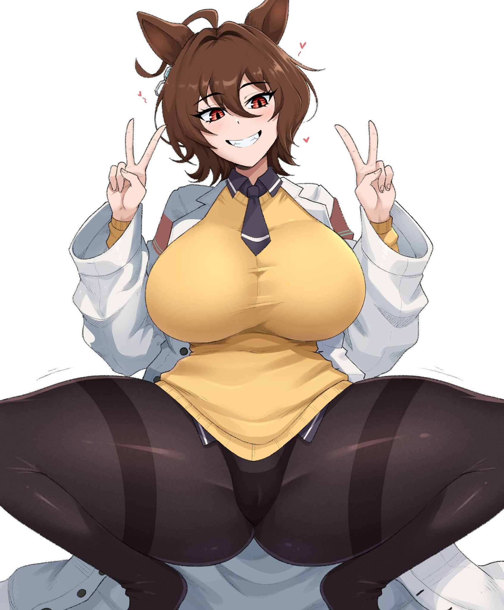 agnes tachyon (umamusume), big breasts, spread legs, squatting, thick thighs, tidal (artist), umamusume