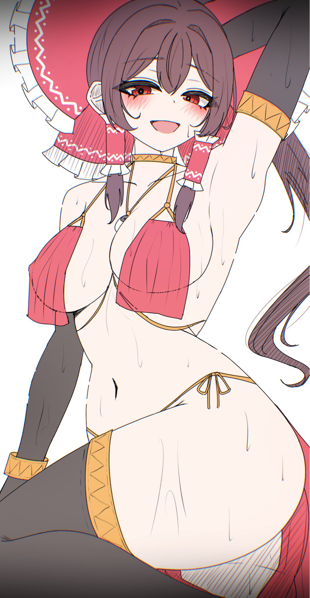 1girls, bikini, breasts, dancer, dancer outfit, female, female only, harem outfit, mikan7f, reimu hakurei, tagme, touhou