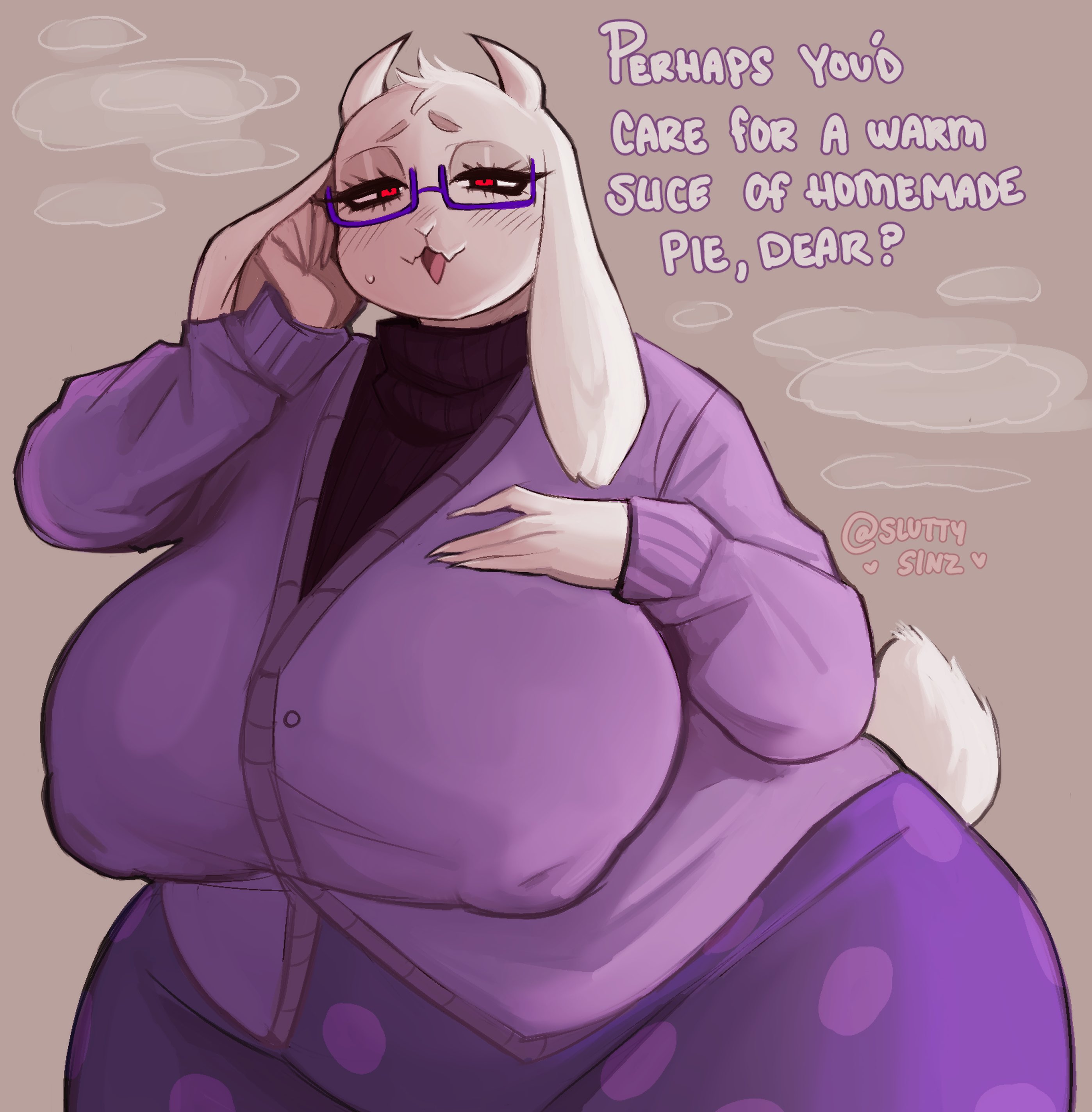 1girls, anthro, anthro only, bbw, big breasts, breasts, breasts bigger than head, chubby, chubby female, curvy, curvy body, curvy female, curvy figure, curvy hips, deltarune, enormous breasts, erect nipples, furry, furry only, hips, hips wider than shoulders, huge breasts, milf, nipple bulge, nipples visible through clothing, sluttysinz, tits, tits bigger than head, toriel, undertale (series), wide hips