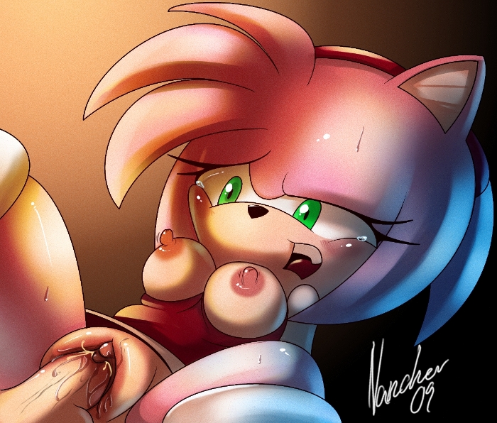 1boy 1girls amy_rose anthro big_breasts breasts female fur furry hedgehog nancher nipples partially_clothed penis pink_fur pussy sega sex sonic_(series) sonic_the_hedgehog_(series) straight_hair vaginal_penetration