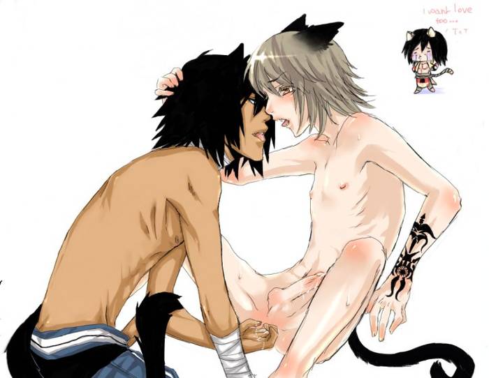 2boys anal animal_ears asato_(lamento) blush cat_ears catboy cry cum fangs fingering konoe lamento licking male multiple_boys nude penis pout sad spread_legs tail tattoo tears yaoi