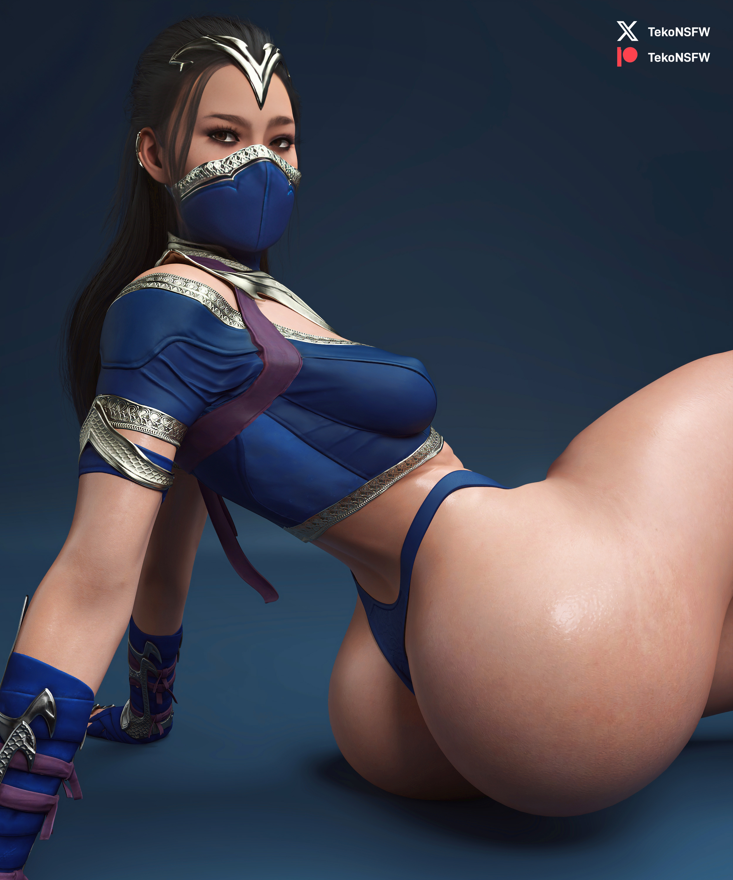 1girls, 3d, ass, big ass, female, female only, kitana, kitana (new era), megan fox photoshoot, mortal kombat, mortal kombat 1 (2023), reference, tagme, tekonsfw