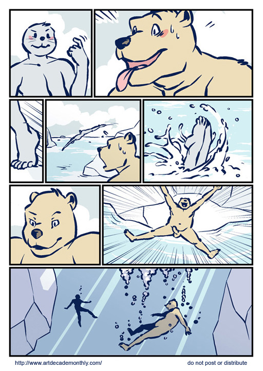 arctic artdecade bear comic dive gay ice male male/male male_only nude penis seal underwater water yaoi