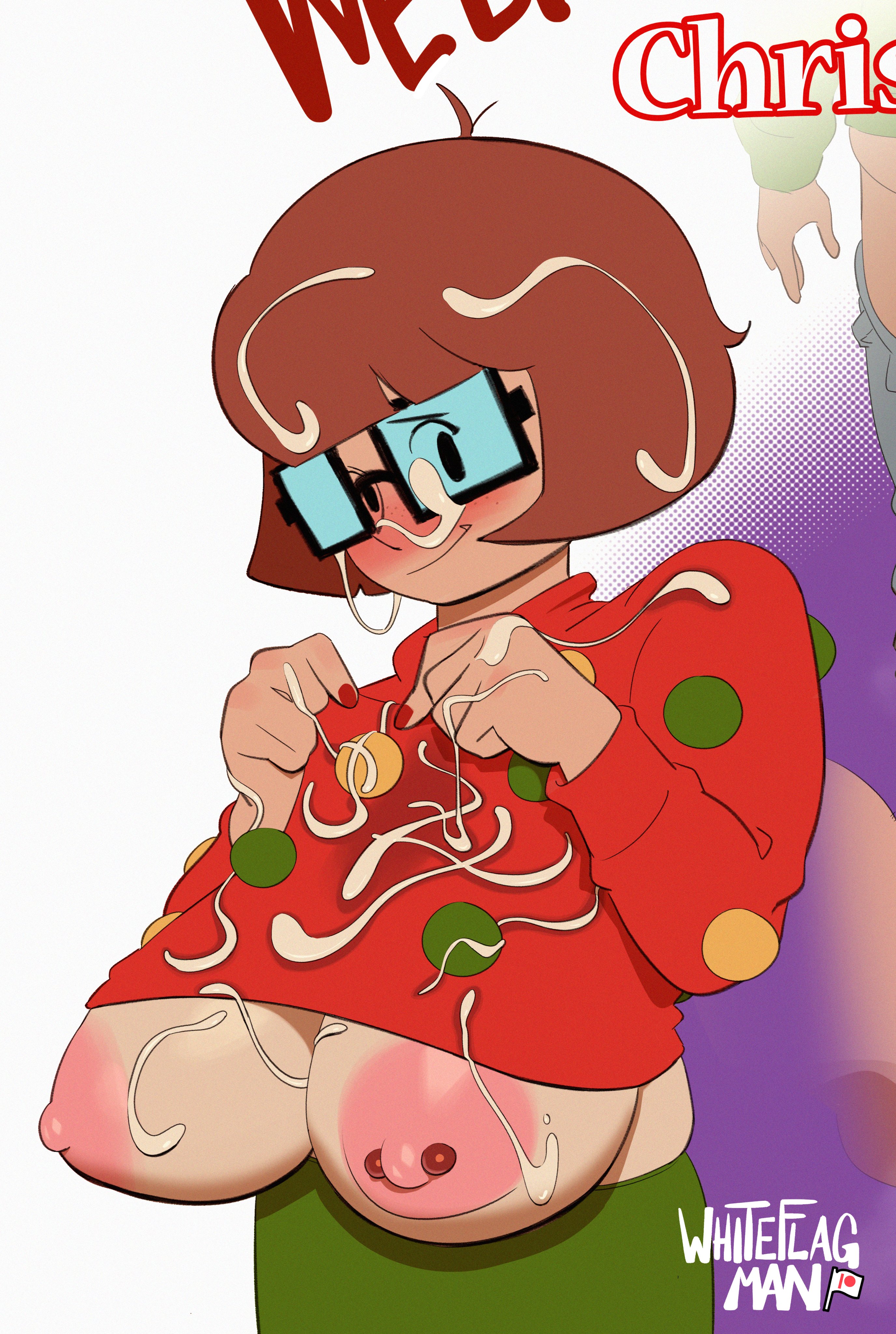 cum, glasses, huge breasts, piercing, sagging breasts, scooby-doo, velma dinkley, whiteflagman