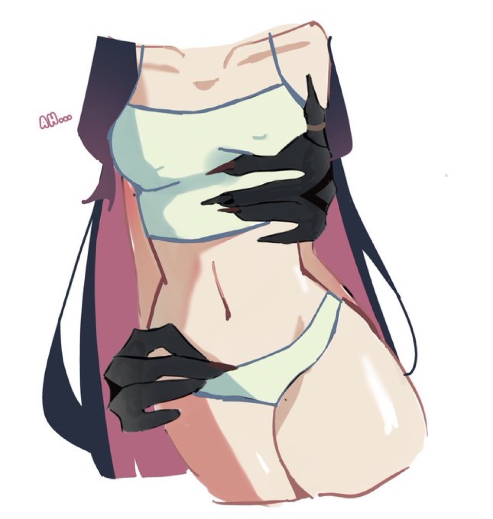 2girls, arlecchino (genshin impact), belly, bra, columbina (genshin impact), genshin impact, hand on breast, hand on hip, nipple bulge, panties, yuri