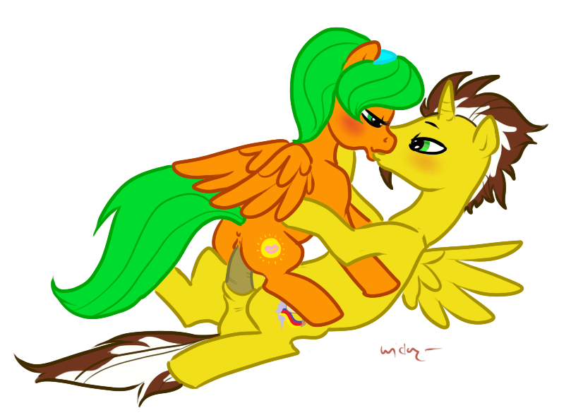 alicorn anus beard blush brushstroke cutie_mark danjedi1 equine female furry horn horse kissing male my_little_pony original_character pegasus penis pussy riding saliormouf sex straight sunkiss wings