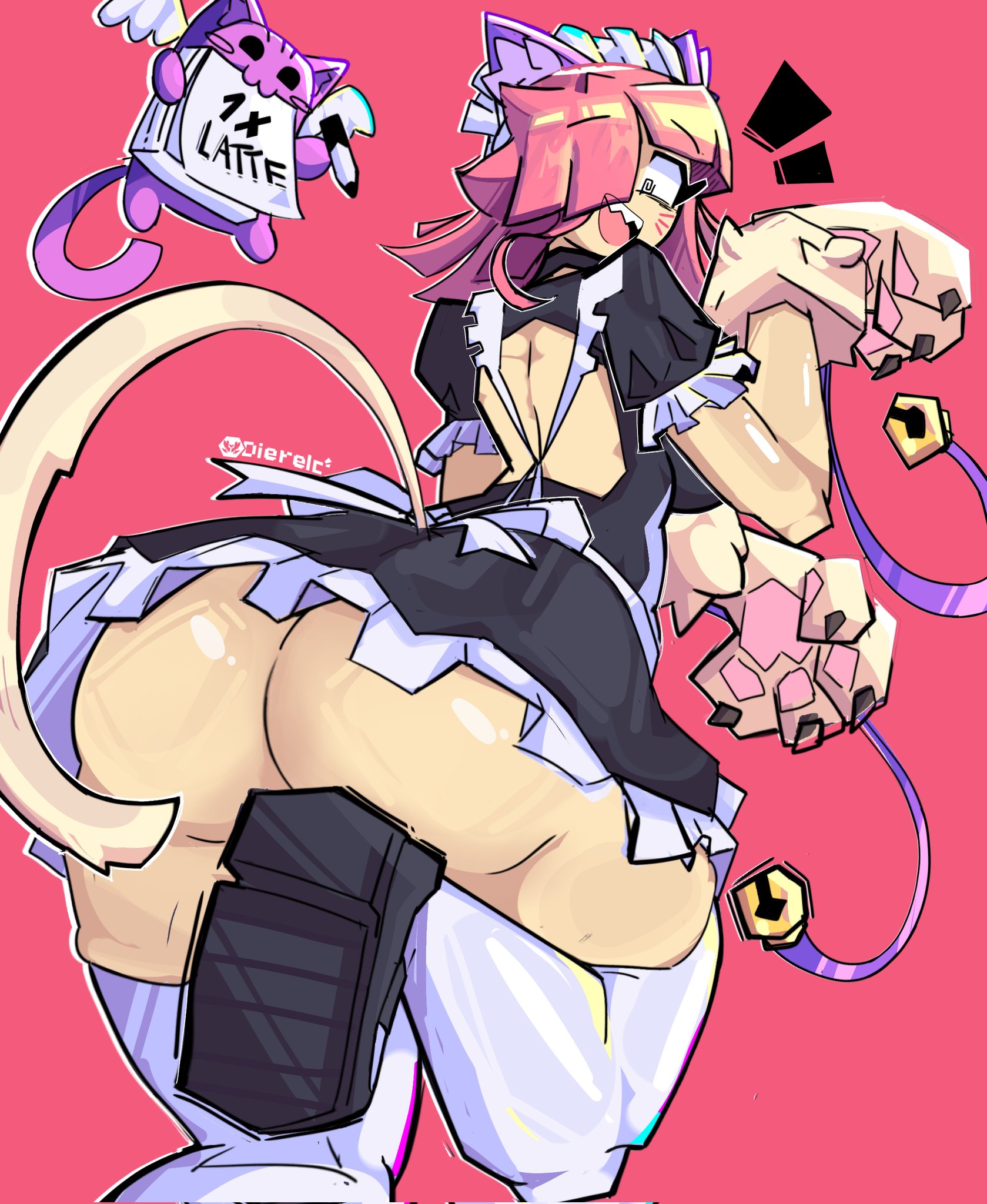 1girls, 2023, ass, big ass, big butt, brawl stars, cat ears, cat girl, cat tail, colette (brawl stars), curvaceous, curvy, dierelc, female, female only, hair over one eye, huge ass, huge butt, large ass, large butt, light skin, light-skinned female, long hair, looking back, maid, no panties, open mouth, paws, pink hair, pinku pawlette, sharp teeth, supercell, tagme, teeth, tongue, venga la alegria descuido, voluptuous