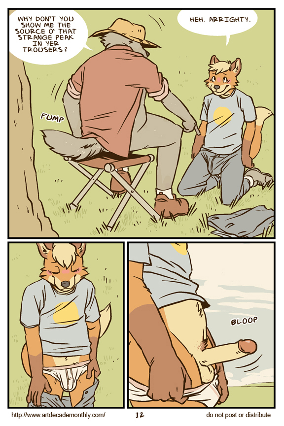 age_difference anthro artdecade balls blush bulge canine comic english_text farm field fox fur furry furry_only gay hat male male/male male_only no_humans penis romantic rural southern tree underwear undressing white_underwear wolf wood yaoi