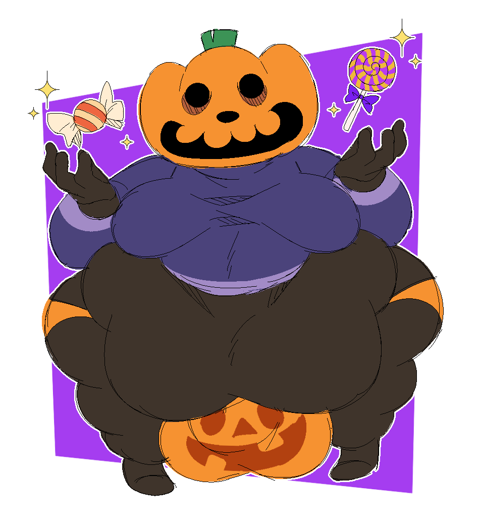 1boy animal_crossing belly breasts bulge bulge_through_clothing candy fat halloween hips jack-o'-lantern jack_(animal_crossing) large_belly large_breasts large_bulge male male_focus male_only moobs nintendo overweight overweight_male pumpkin pumpkin_head pumpkin_thong stomach thick_thighs thighs thong underwear wardrobe_malfunction wide_hips xxedge