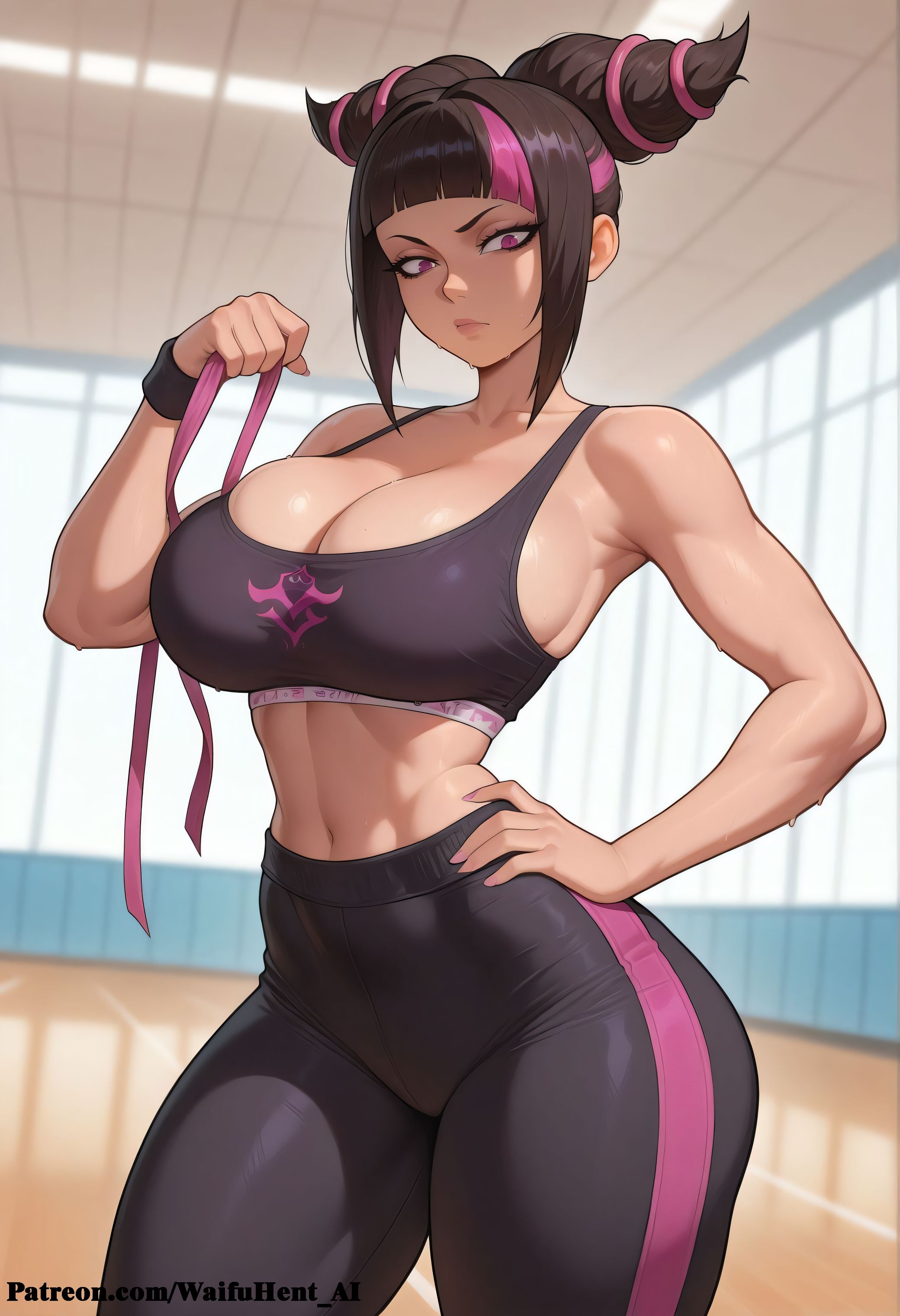 ai assisted, ai generated, anime, anime style, big ass, big breasts, breasts, clitoris, curvaceous, curvaceous body, curvaceous female, curvaceous figure, female, female focus, fit female, girly, hourglass figure, huge ass, huge breasts, juri han, leggings, pussy, sexy, shiny, sports bra, street fighter, street fighter 6, street fighter v, uncensored, vagina, voluptuous, voluptuous female, waifu, waifu diffusion, waifuhent ai