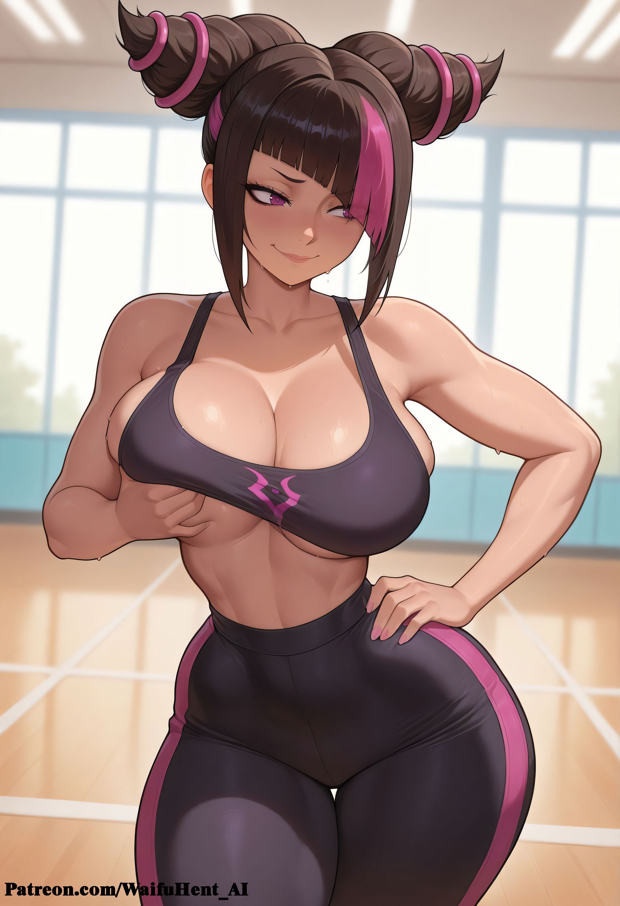 ai assisted, ai generated, anime, anime style, big ass, big breasts, breasts, clitoris, curvaceous, curvaceous body, curvaceous female, curvaceous figure, female, female focus, fit female, girly, hourglass figure, huge ass, huge breasts, juri han, leggings, pussy, sexy, shiny, sports bra, street fighter, street fighter 6, street fighter v, uncensored, vagina, voluptuous, voluptuous female, waifu, waifu diffusion, waifuhent ai