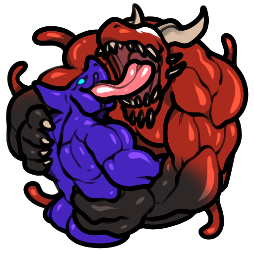 anthro belly blue_body claws demon engis_(trencalos) fusion gay goo_creature growth homosexual horn kissing male male/male male_only markings merging muscle_growth muscles muscular muscular_male red_body sequence shark shark_tail sharp_teeth slime symbiote tail tongue tongue_kiss tongue_out trencalos vein vore vore_belly