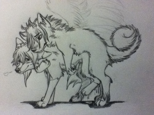 heart canine cum demon female feral heart horn husky-wolf kelushan male sex sketch straight wings wolf