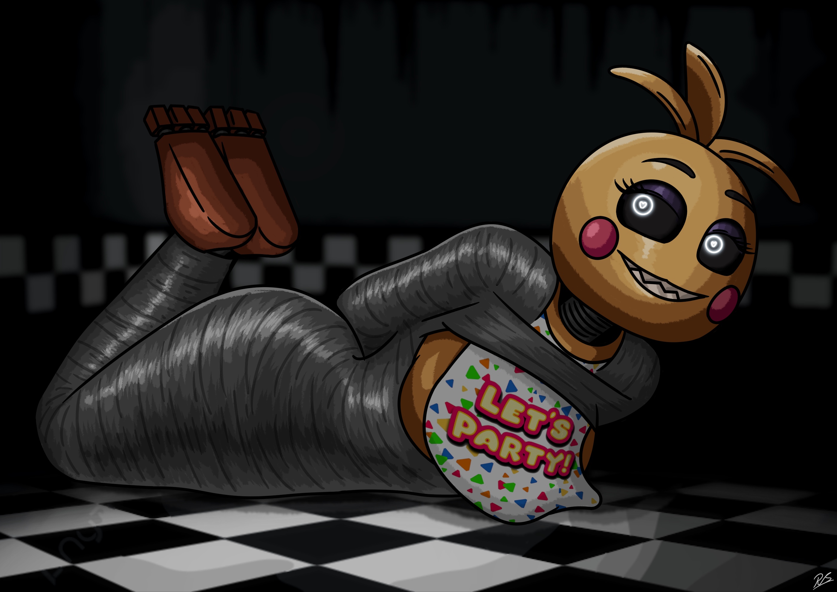 1girls, animatronic, animatronic female, bondage, chicken, chicken girl, duct tape, female, five nights at freddy's, five nights at freddy's 2, mummification, phasianid, randomstuff3000, robot, robot girl, scottgames, sharp teeth, solo, tape bondage, toy chica (fnaf), toy chica (love taste)