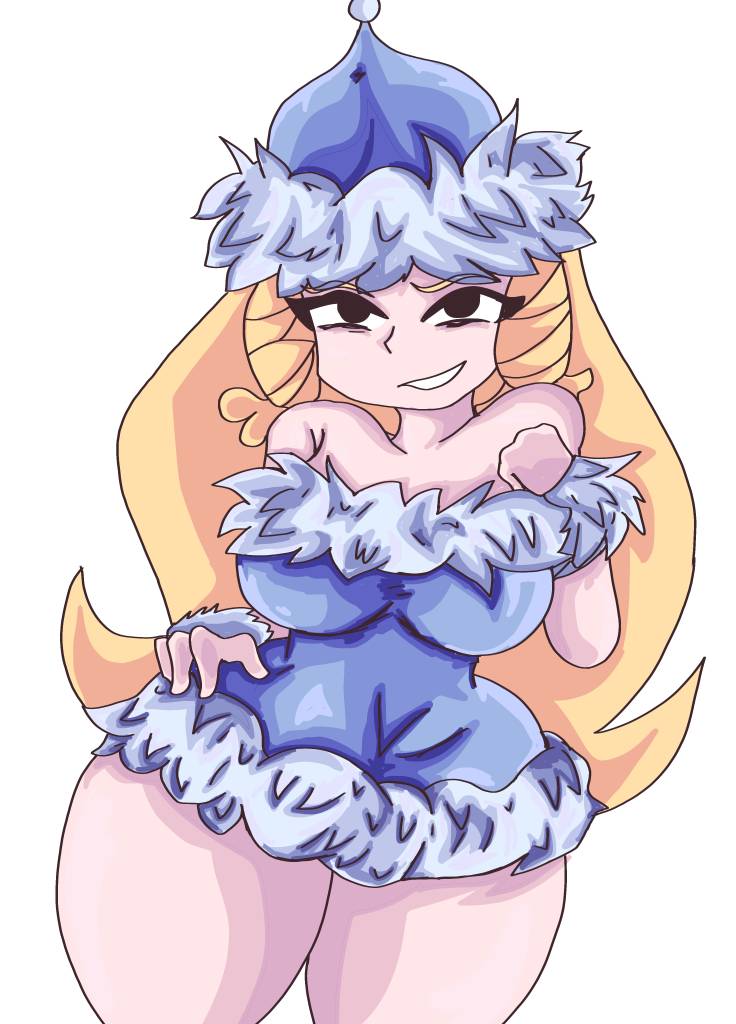 1girls, big breasts, black eyes, blonde hair, blue clothing, blue hat, breasts, female, female only, helena handbasket (rayman), huge breasts, large breasts, nymph (rayman), potato5tars, rayman (series), rayman origins, seductive, seductive female, solo, thick thighs, thunder thighs