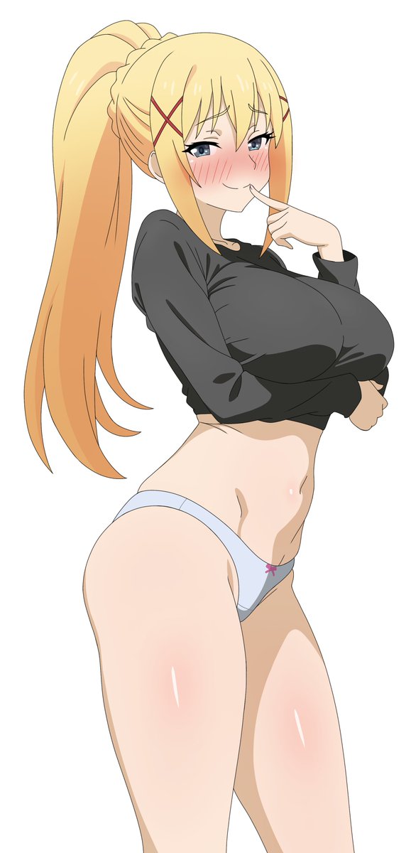 ass, big ass, big breasts, big butt, big thighs, big titties, breasts, clothing, curvaceous, curvaceous female, curvaceous figure, curvy, curvy figure, curvy hips, darkness (konosuba), female, female focus, female only, frixtied, kono subarashii sekai ni shukufuku wo!, long hair, looking at viewer, underwear, yellow hair