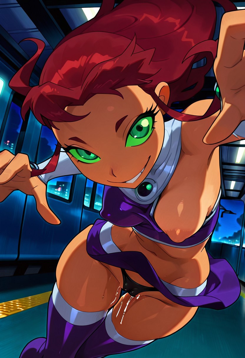 1girls, ai generated, breasts, cameltoe, civitai, cleft of venus, dc, dc comics, female, female focus, female only, green eyes, grool, hylian r34, leaking, leaking pussy, leaking pussy juice, more at source, one breast out, orange skin, perky nipples, petite, petite body, petite breasts, petite female, pussy, pussy juice, pussy juice leaking, pussy visible through clothes, pussy visible through panties, pussy visible through thong, red hair, self upload, small breasts, solo, starfire, tagme, teen titans, wet, wet pussy, young, young female
