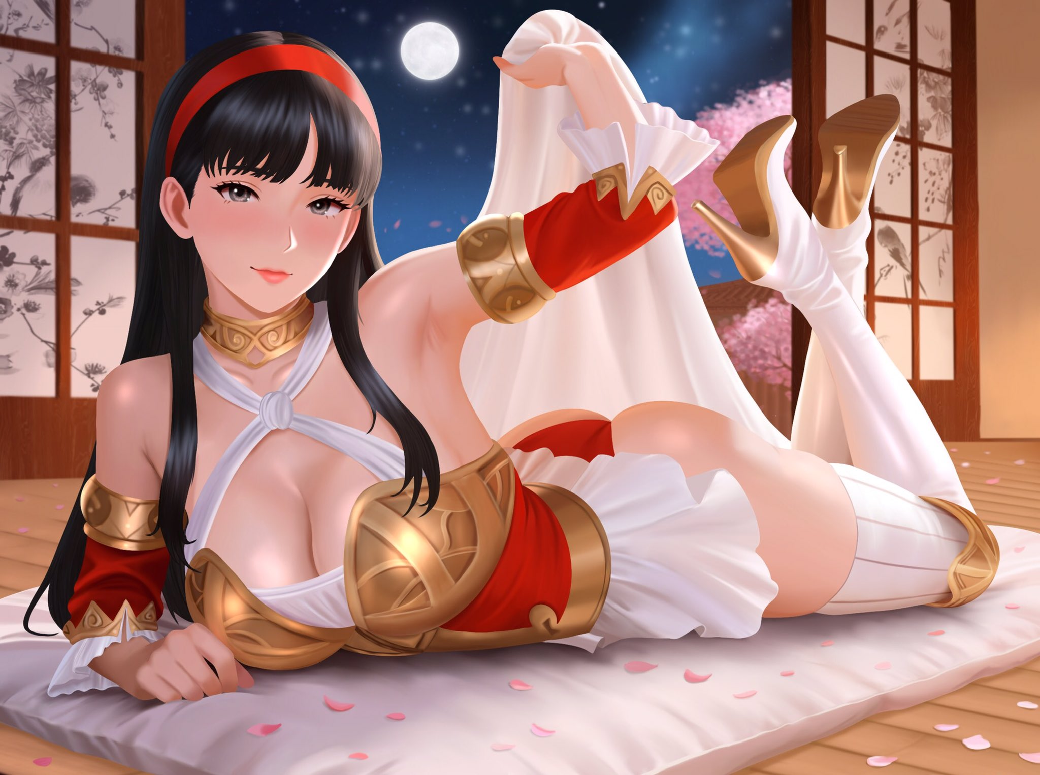 amagi yukiko, full moon, inviting to sex, lingerie, mikan zakuro, moon, persona, persona 4, seductive