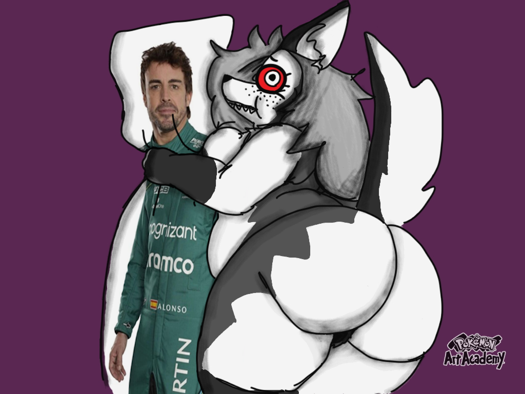 anthro ass big_breasts big_butt bigtrog84 body_pillow breasts canid canid_demon canine demon female fernando_alonso genitals hellhound helluva_boss loona_(helluva_boss) mammal mythological_canine mythological_creature mythology nerd overweight overweight_female pillow pubes pussy shitpost solo