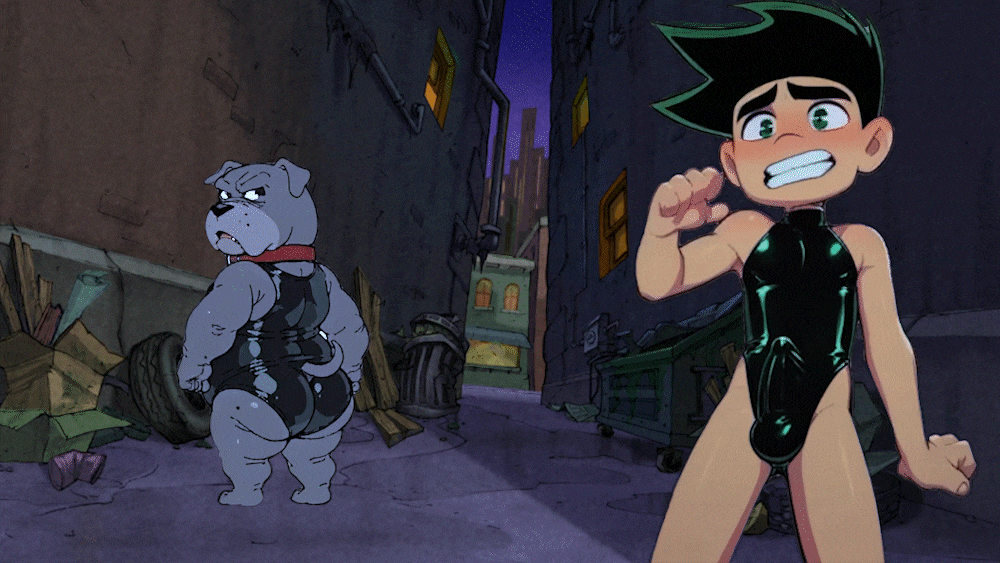 ai_assisted american_dragon:_jake_long animated animated_gif bulge bulge_grab bulge_through_clothing canine embarrassed embarrassed_underwear_male erection erection_under_clothes fu_dog_(character) gay grabbing_penis humiliation jake_long latex latex_leotard leotard male male_focus male_only pulling_clothing pulling_own_clothes push_ups pushups shiny_clothes shocked trapped trapped_in_clothing undieboi22 unwanted_erection