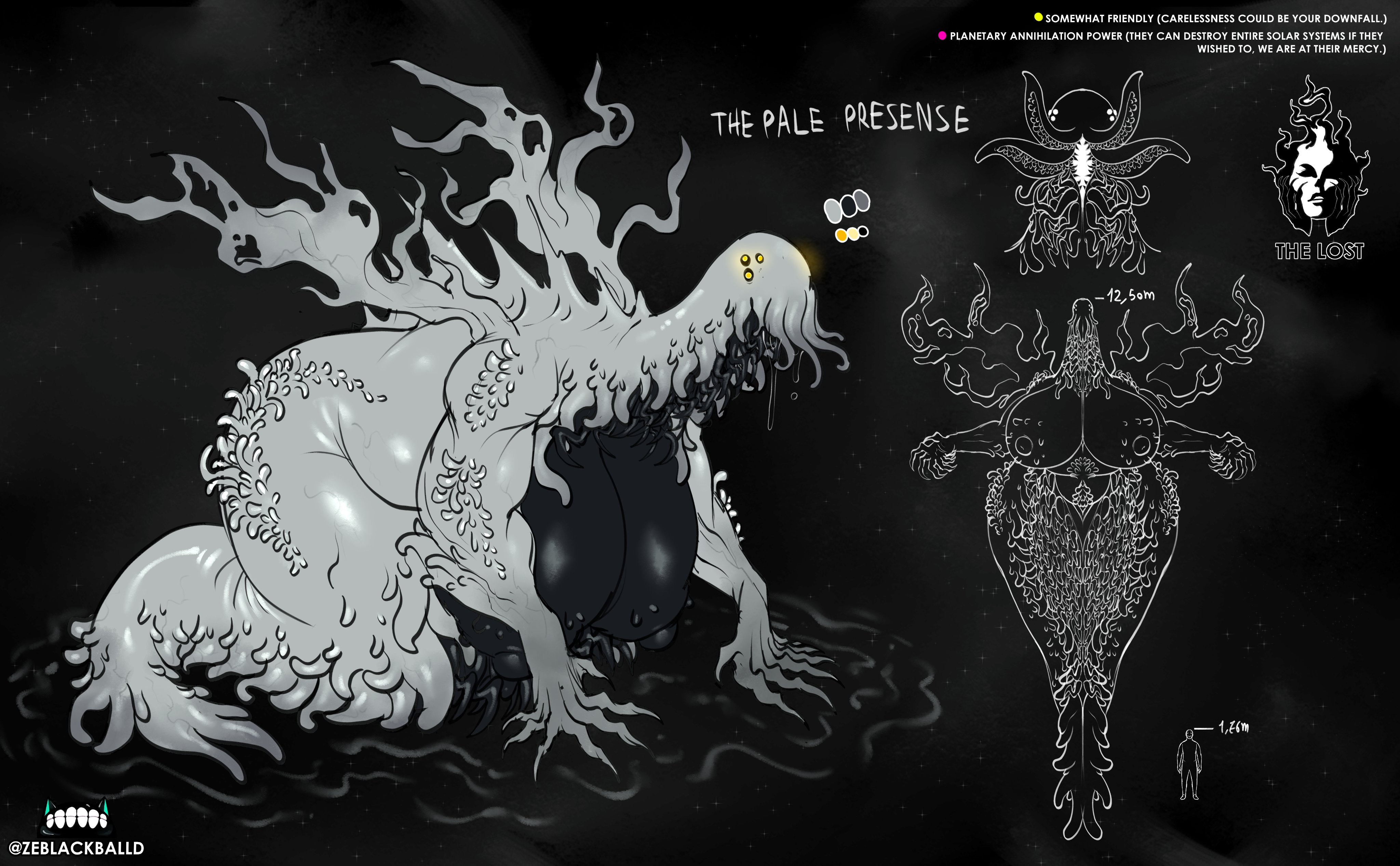 1girls, 2d, 2d (artwork), 2d artwork, ass, big ass, big breasts, big butt, big nipples, breasts, breasts out, butt, character sheet, chubby, chubby female, digital drawing (artwork), digital media (artwork), eldritch, eldritch abomination, eldritch being, eldritch horror, fat ass, fat butt, female, huge ass, huge breasts, huge butt, huge nipples, huge thighs, large ass, large breasts, large butt, massive breasts, monster, monster girl, nipples, nipples outside, original character, overweight, overweight female, signature, tagme, the pale presence, wide ass, wide hipped female, wide hips, wide thighs, ze blackball.d, zeblackballd (artist)
