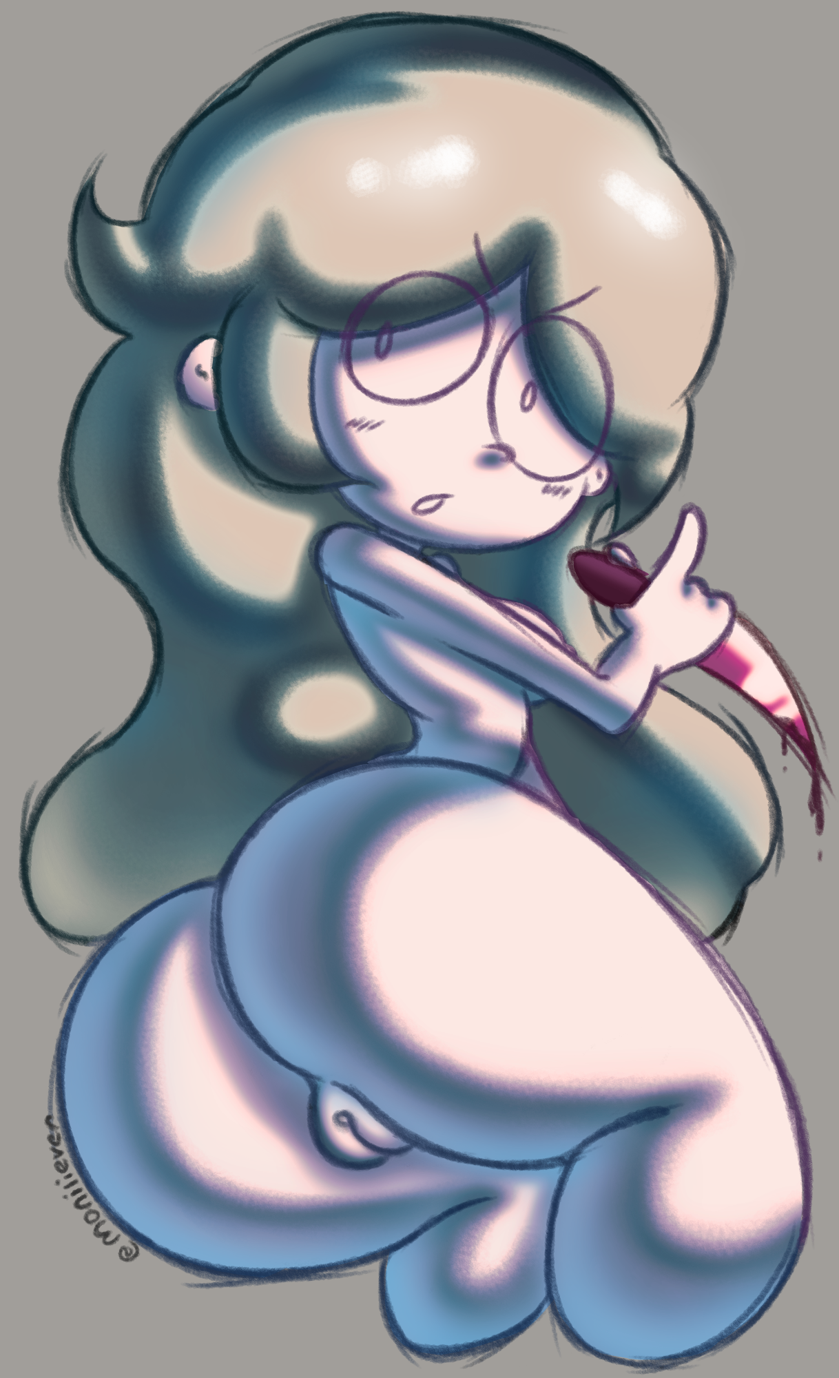 1girls, artist name, ass, ass focus, breasts, ghost girl, knife, moniliever, my ghost friend, nude, pussy, pussy peek, self upload, susie (dsand), tagme, thighs