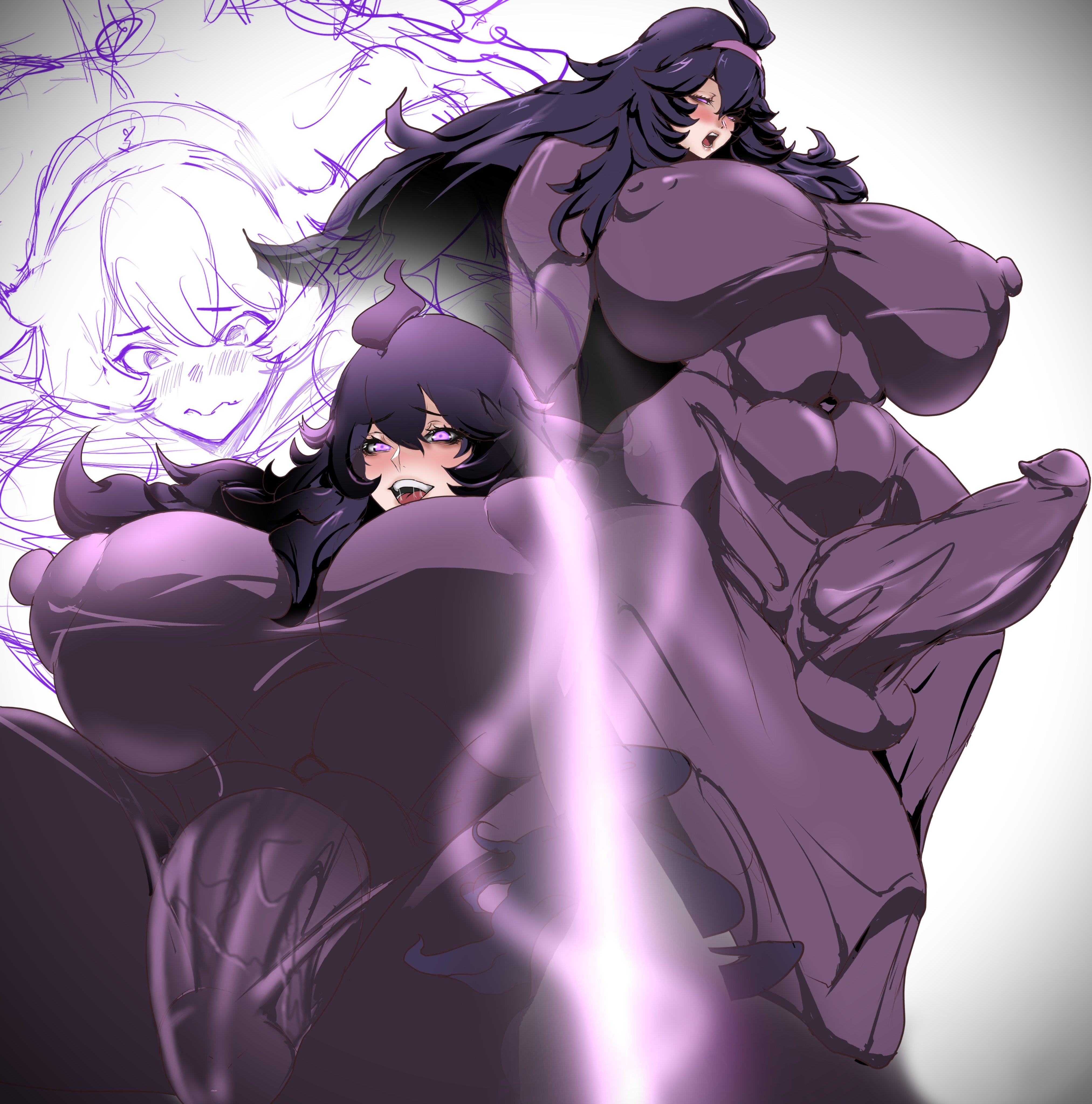 1futa, breasts, erect nipples, erect nipples under clothes, erection, erection under clothes, futa only, futanari, gigantic breasts, hex maniac, huge breasts, human, intersex, nipples, pokemon, standing, tenchizone, voluptuous