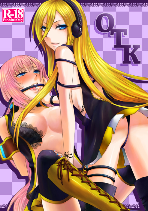 2girls ass blonde_hair blue_eyes blush boobs breasts butt dominant_female doujin doujin_cover doujinshi femdom femsub hair_over_breasts lesbian lily_(vocaloid) long_hair looking_at_another looking_at_partner looking_at_viewer looking_back mature_female megurine_luka open_mouth partially_clothed pink_hair portrait rope submissive_female vocaloid vocaloid_2 vocaloid_3 yuri