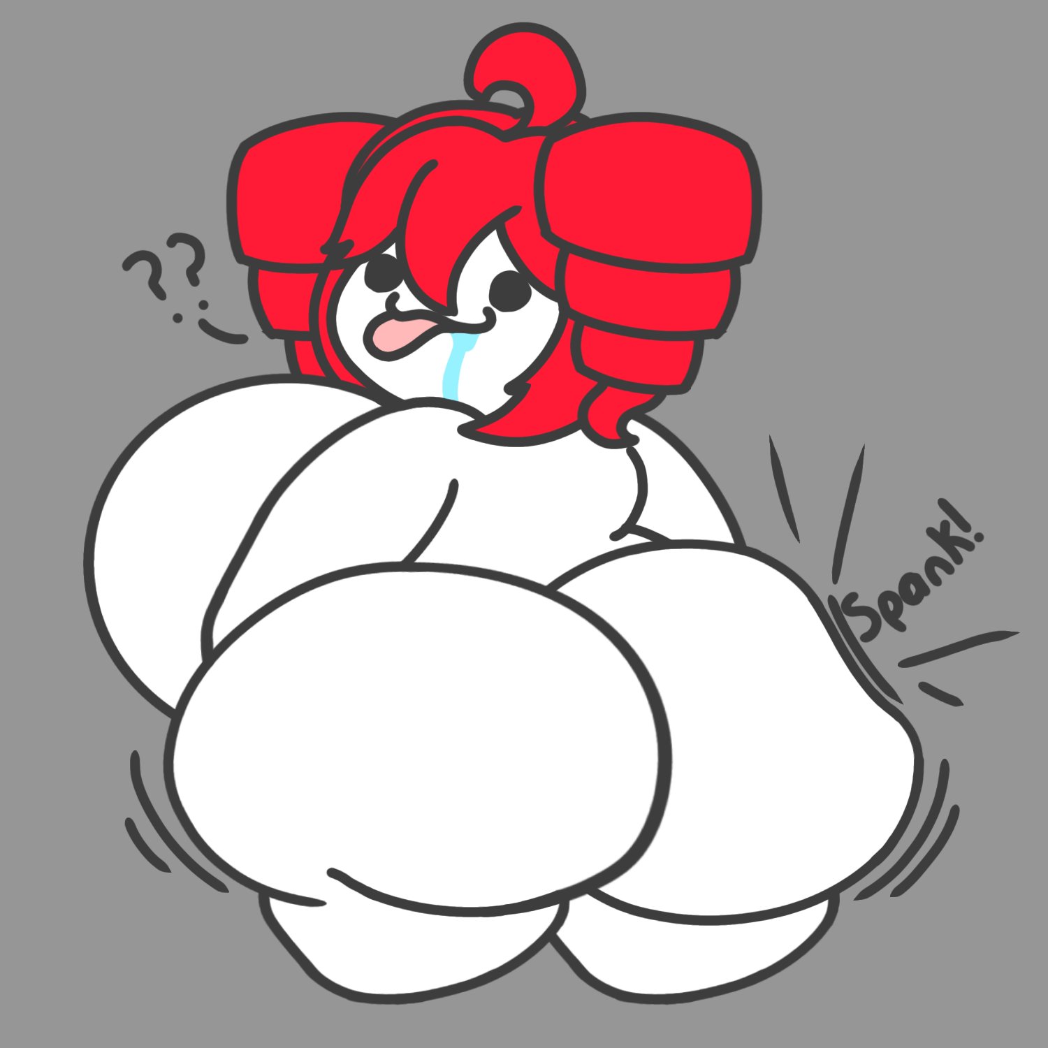 1girls, 2d, 2d (artwork), ahoge, areolae, ass, big ass, big breasts, big nipples, breasts, breasts out, chibi, chibi only, chubby, chubby female, creature, dot eyes, drool, drooling, dumb, english text, erotic chibi, fat ass, fat thighs, female, female only, funny, gigantic breasts, grey background, huge ass, huge breasts, huge nipples, huge thighs, hyper ass, hyper breasts, kasane teto, large areolae, large ass, large breasts, massive breasts, mob face, motion lines, nipples, nitnat, red hair, shortstack, slapping butt, solo, solo female, spank, spanking, text, thick thighs, thighhighs, thighs, tongue, tongue out, twin drills, utau, voluptuous, voluptuous female, white skin, wide hips