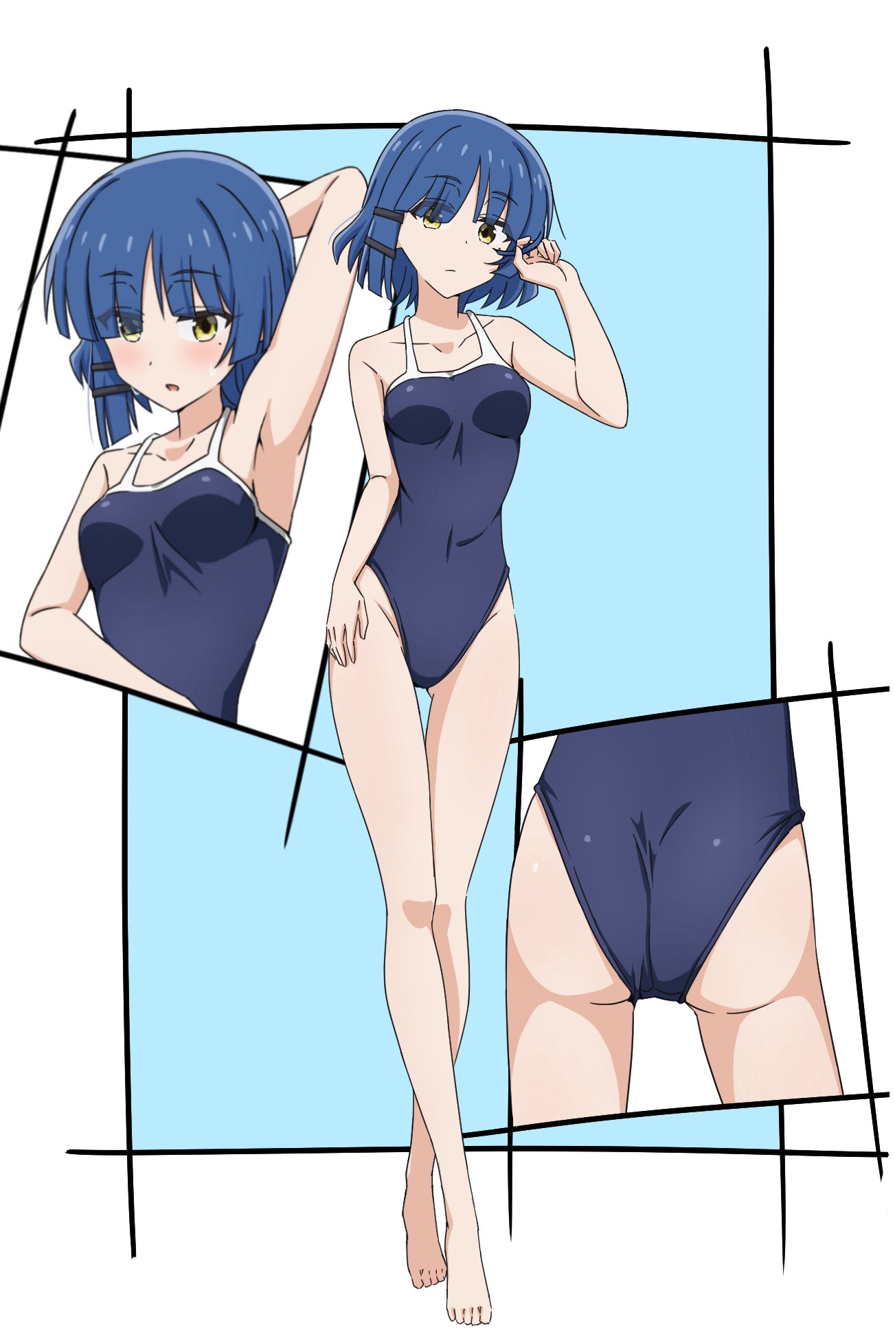 artist request, ass, ass focus, bocchi the rock!, breasts, female, medium breasts, one-piece swimsuit, yamada ryou