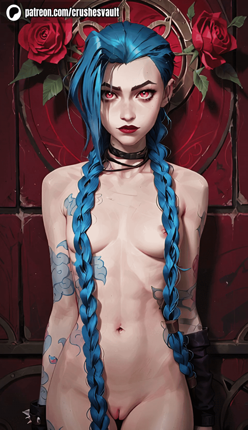 ai generated, animated, arcane, arcane jinx, blue hair, breasts, female, jinx (league of legends), kissing, league of legends, navel, nipples, nude, nude female, pink eyes, pussy, twin braids, uncensored